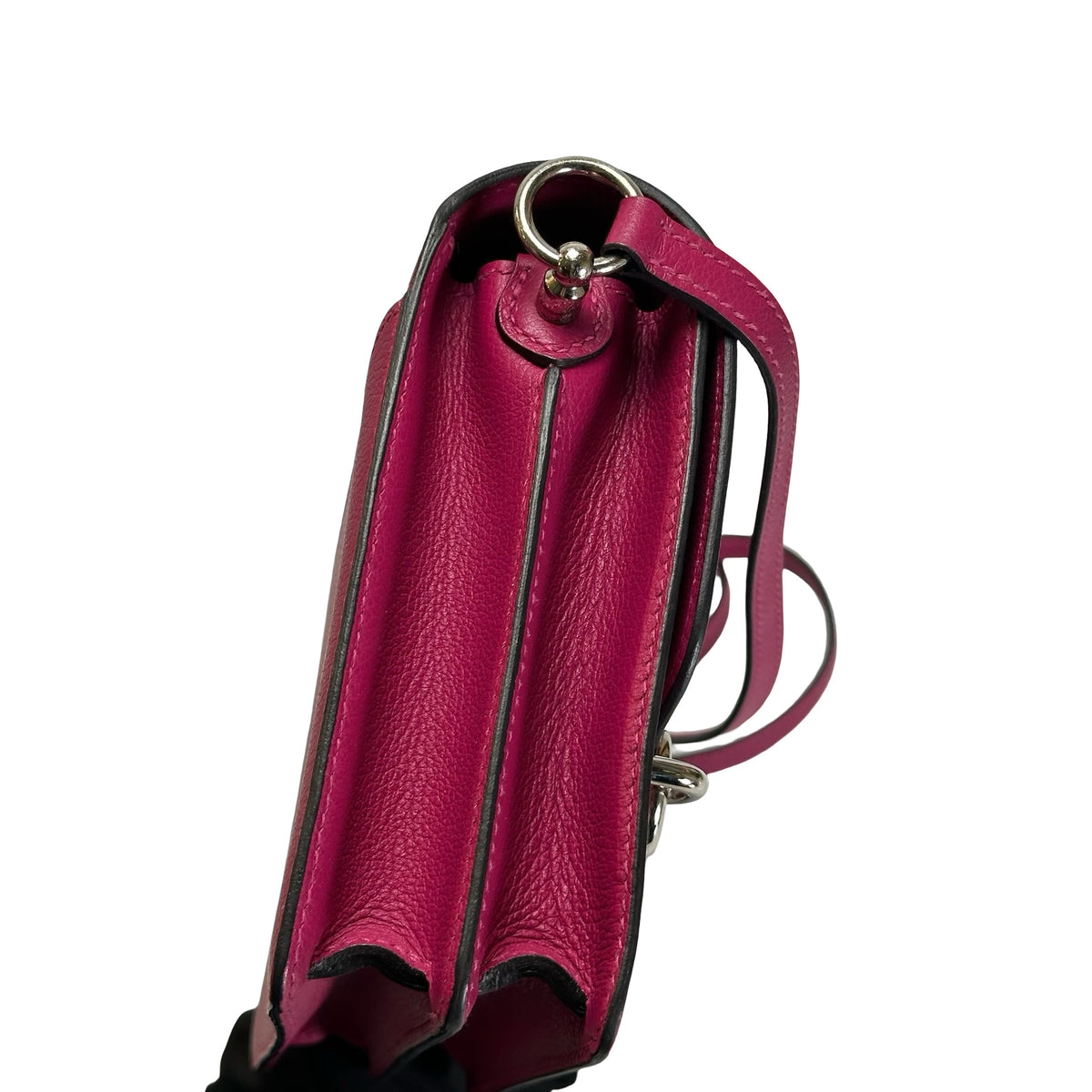 Used HERMES Leather Mini Roulis Crossbody Bag Purple PHW