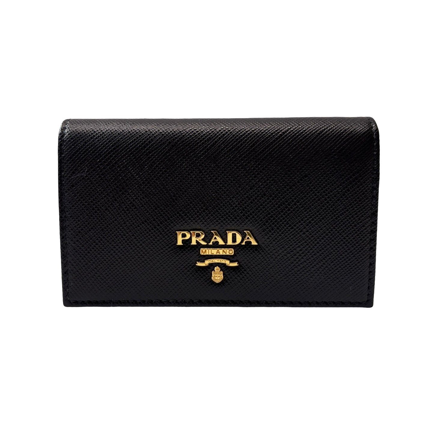 Used PRADA Saffiano leather Wallet GHW Black