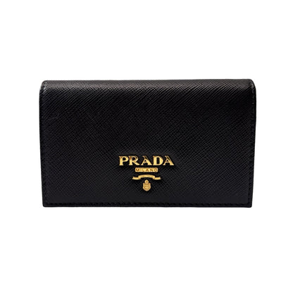 Used PRADA Saffiano leather Wallet GHW Black