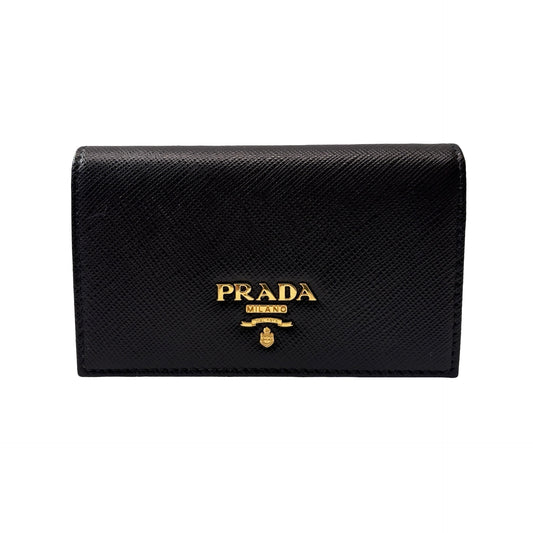 Used PRADA Saffiano leather Wallet GHW Black