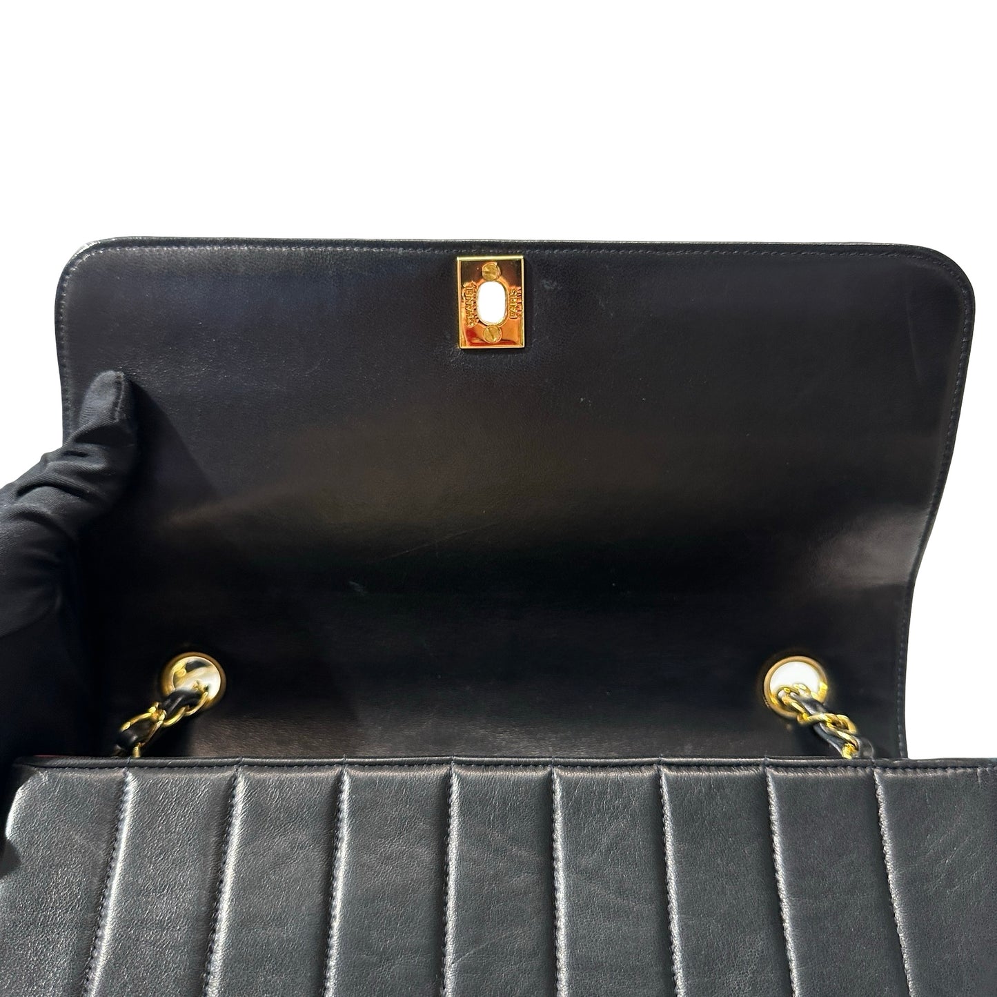 Used Chanel Lambskin Leather Cf Flap Vintage Shoulder Bag Black GHW