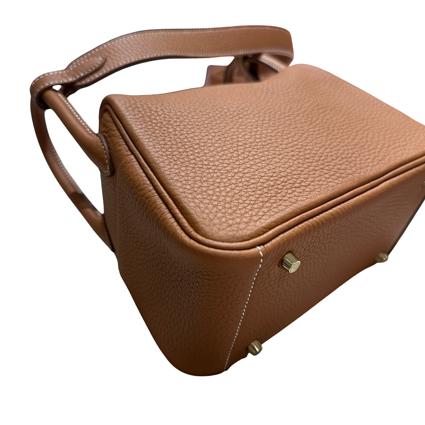Used HERMES Clemence Leather Lindy Shoulder Bag Brown Gold
