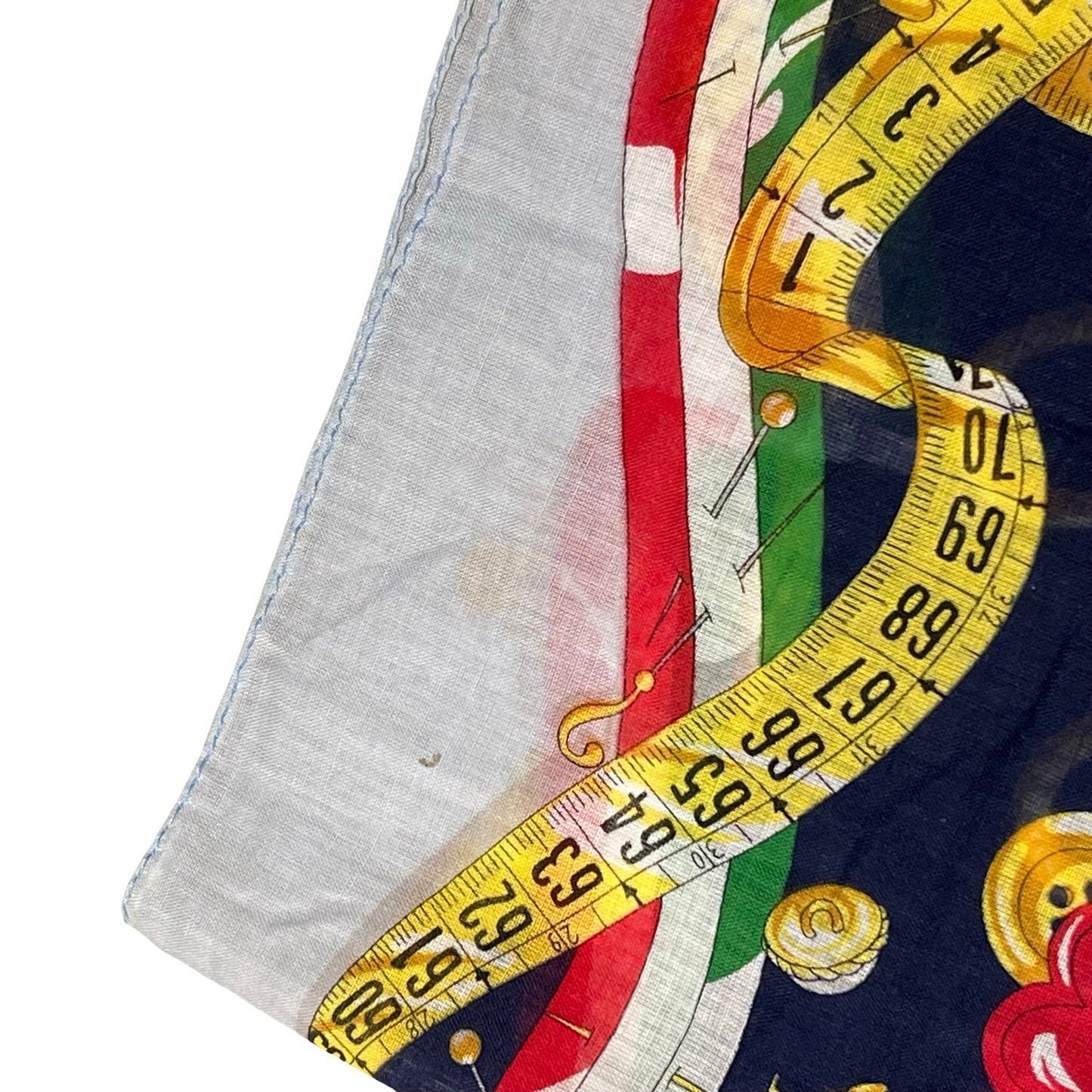 Used MOSCHINO Cotton Tailoring Square Scarf White Navy Yellow Scarf
