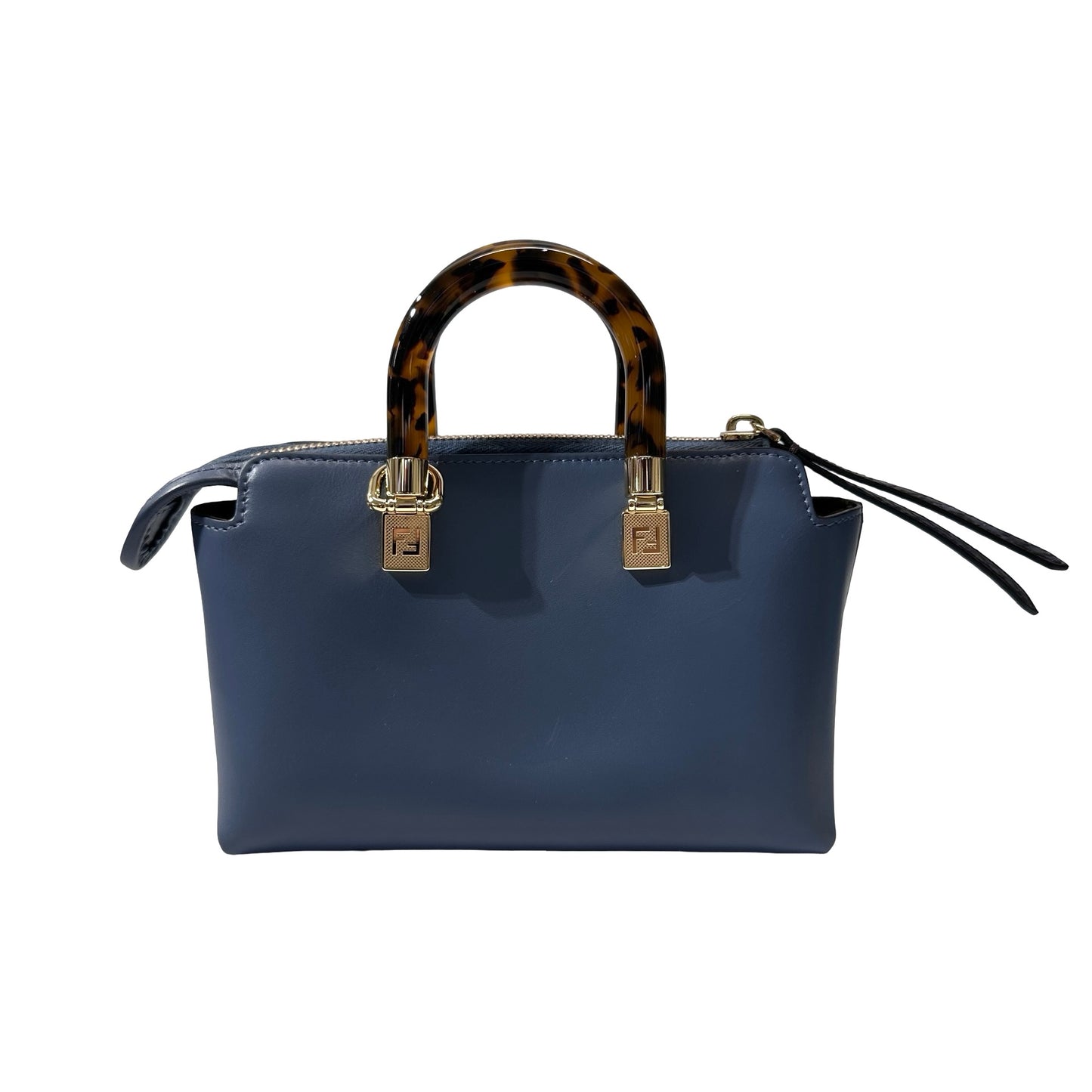 Used FENDI Leather By The Way Handbag Blue GHW