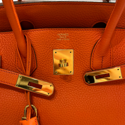 Used HERMES Togo Birkin Handbag Orange