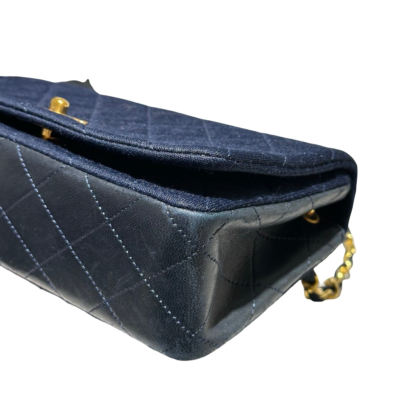 Used CHANEL Flap Cross Body Bag Navy Blue GHW