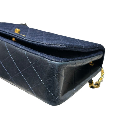 Used CHANEL Flap Cross Body Bag Navy Blue GHW