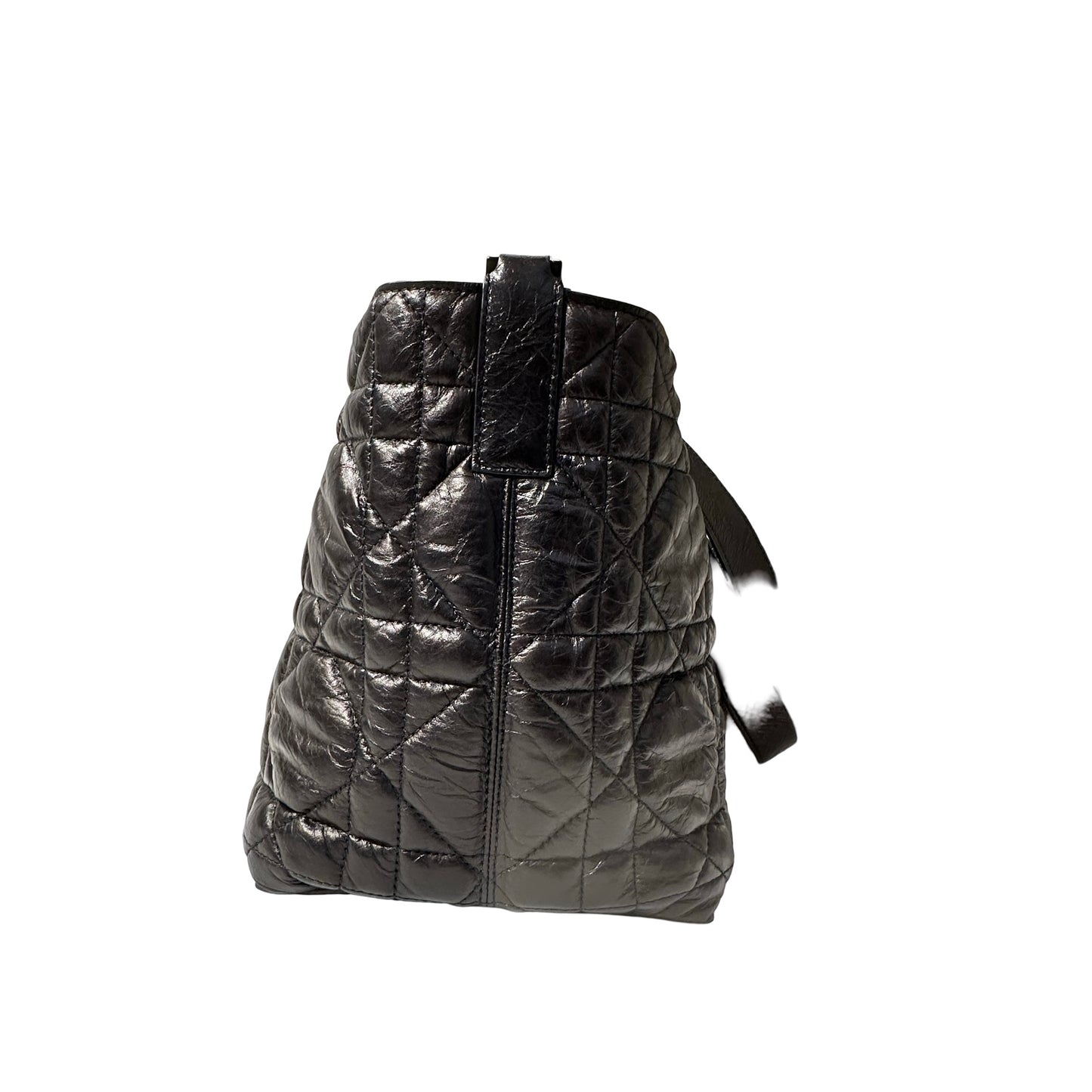 Used DIOR Lambskin Leather SO BLACK TOUJOURS MEDIUM Shoulder Bag Black