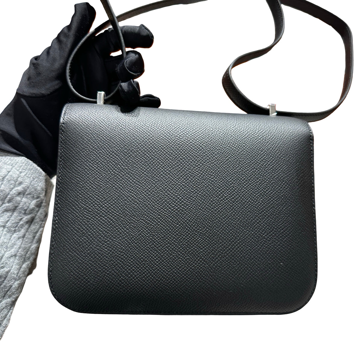Brand New HERMES Epsom Felt Constance Crossbody Bag Black White