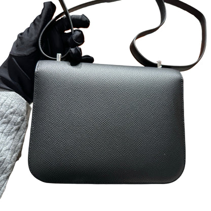 Brand New HERMES Epsom Felt Constance Crossbody Bag Black White