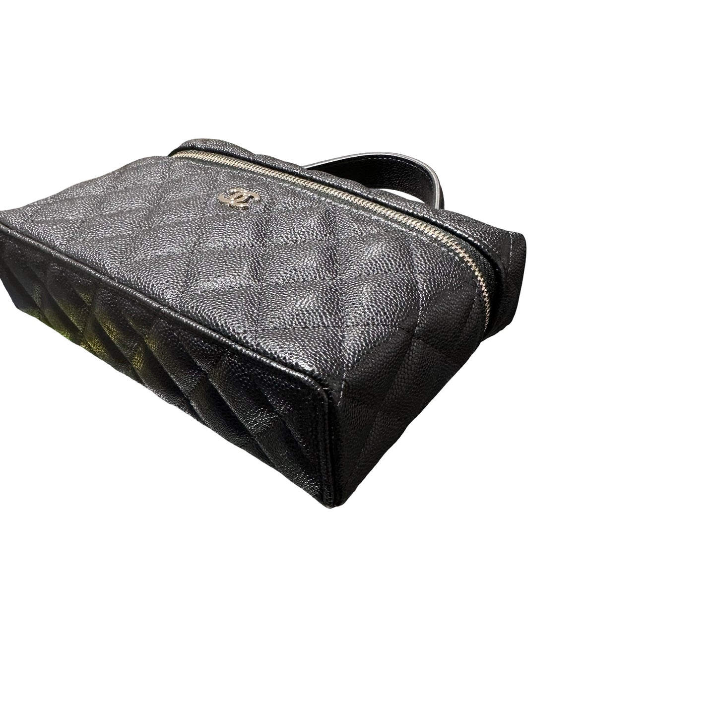 Used CHANEL Caviar Leather LP Vanity Case Cross Body Bag Black GHW