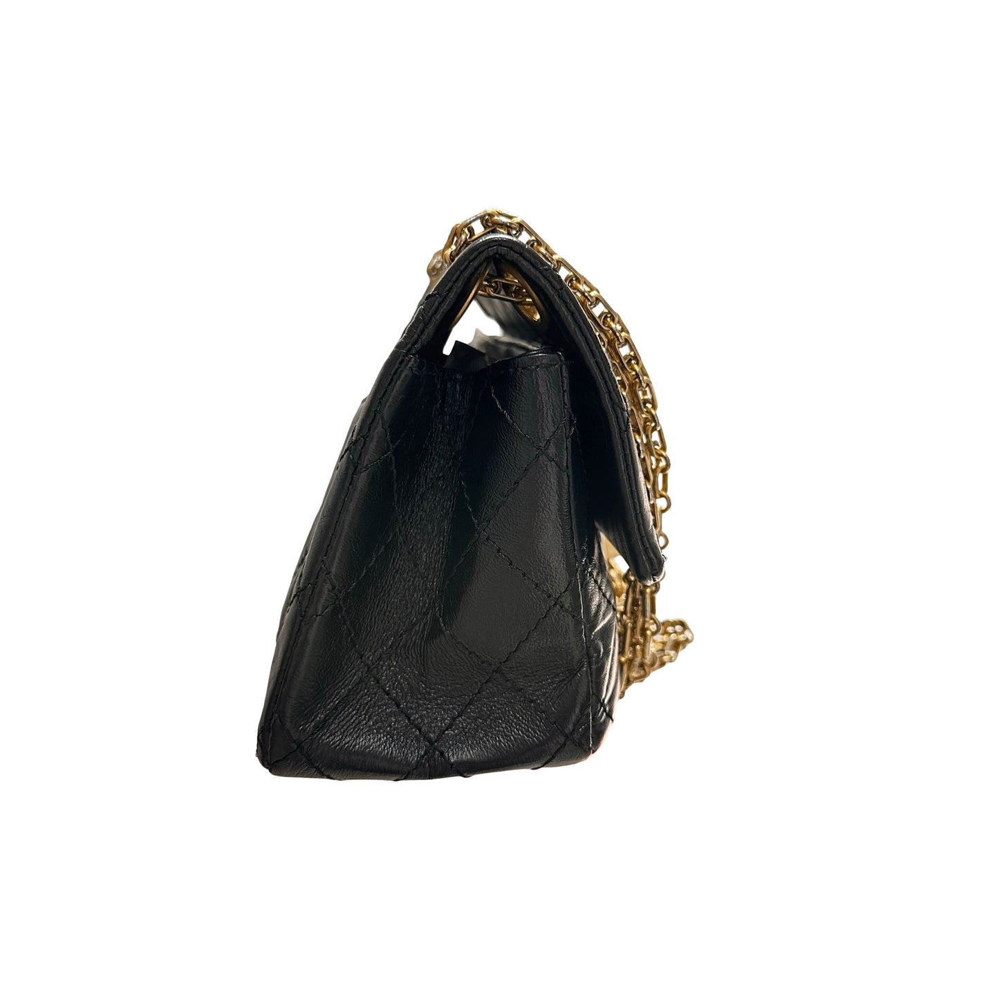 Used CHANEL Calfskin Leather Mini 2.55 Shoulder Bag Black