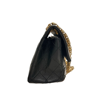 Used CHANEL Calfskin Leather Mini 2.55 Shoulder Bag Black