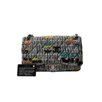 Used CHANEL Tweed Lambskin Leather Tweed No.5 Flap Shoulder Bag Multi colour PHW