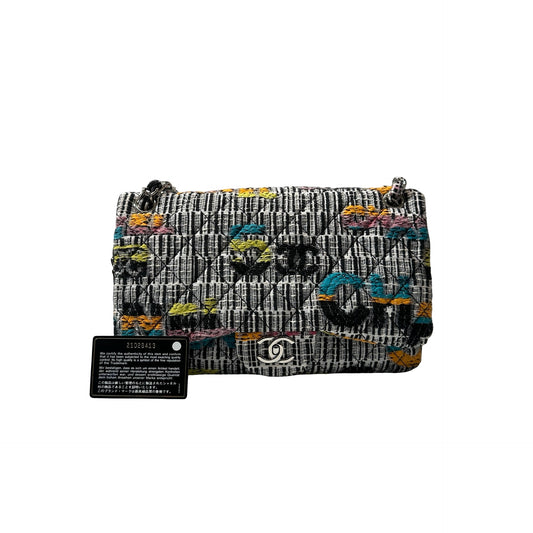 Used CHANEL Tweed Lambskin Leather Tweed No.5 Flap Shoulder Bag Multi colour PHW