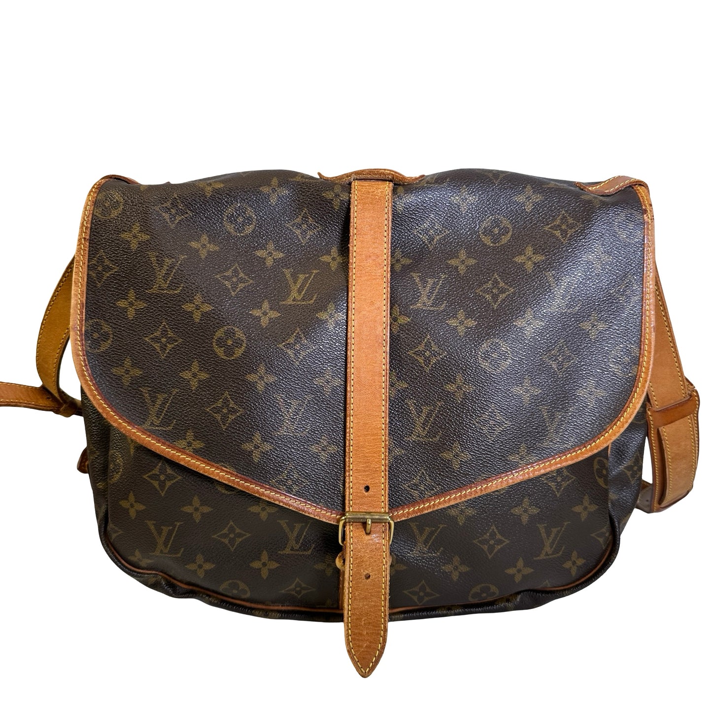 Used LOUIS VUITTON Monogram Saumur Messenger Bag Brown