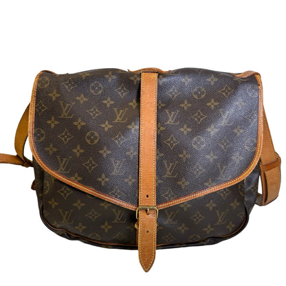 Used LOUIS VUITTON Monogram Saumur Messenger Bag Brown