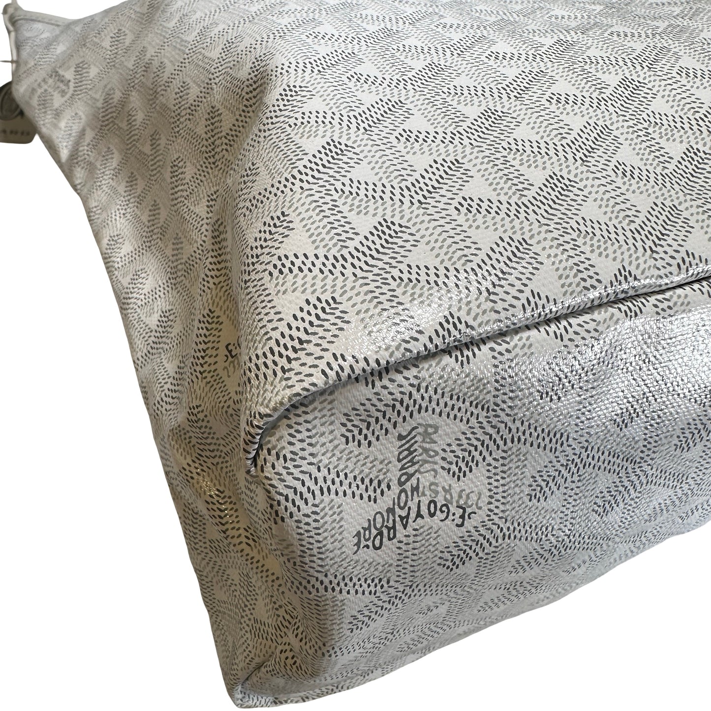 Used GOYARD Canvas Hobo Bag Shoulder Bag White PHW