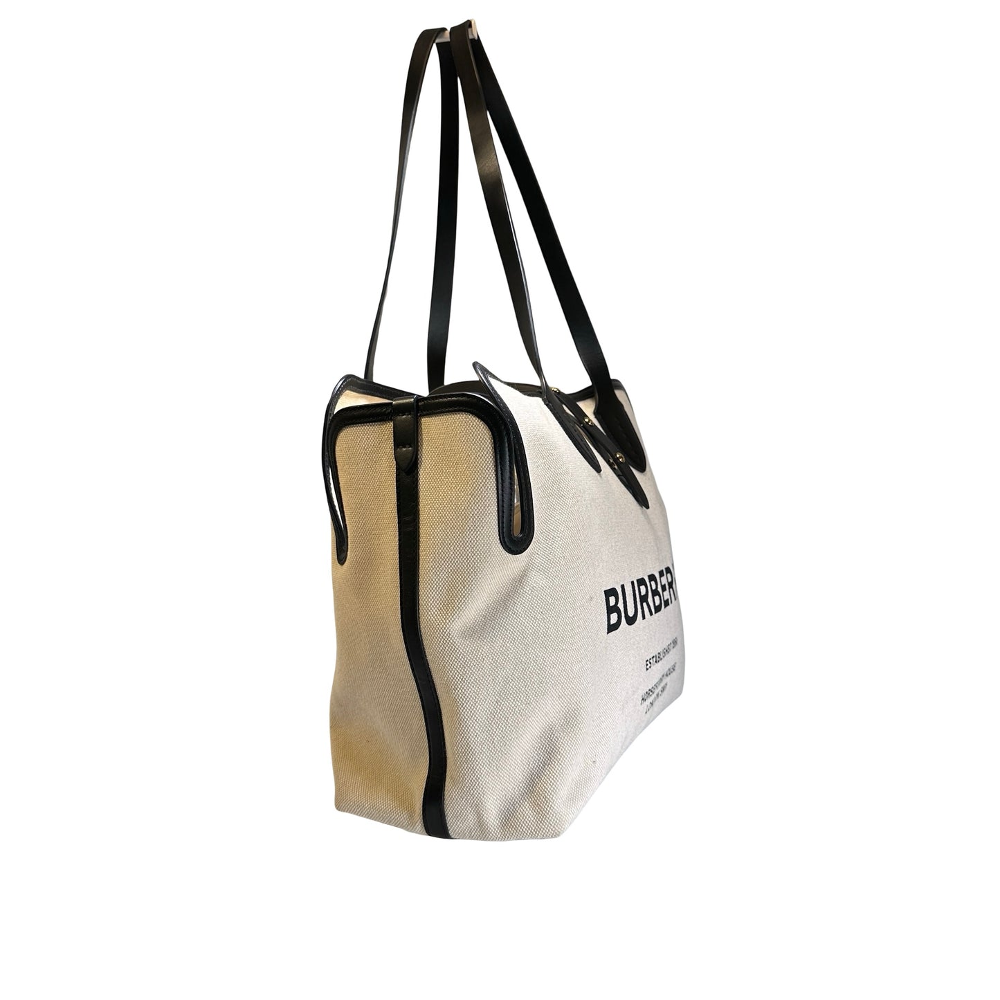 Used BURBERRY Canvas Tote Bag Tote Bag Beige Black