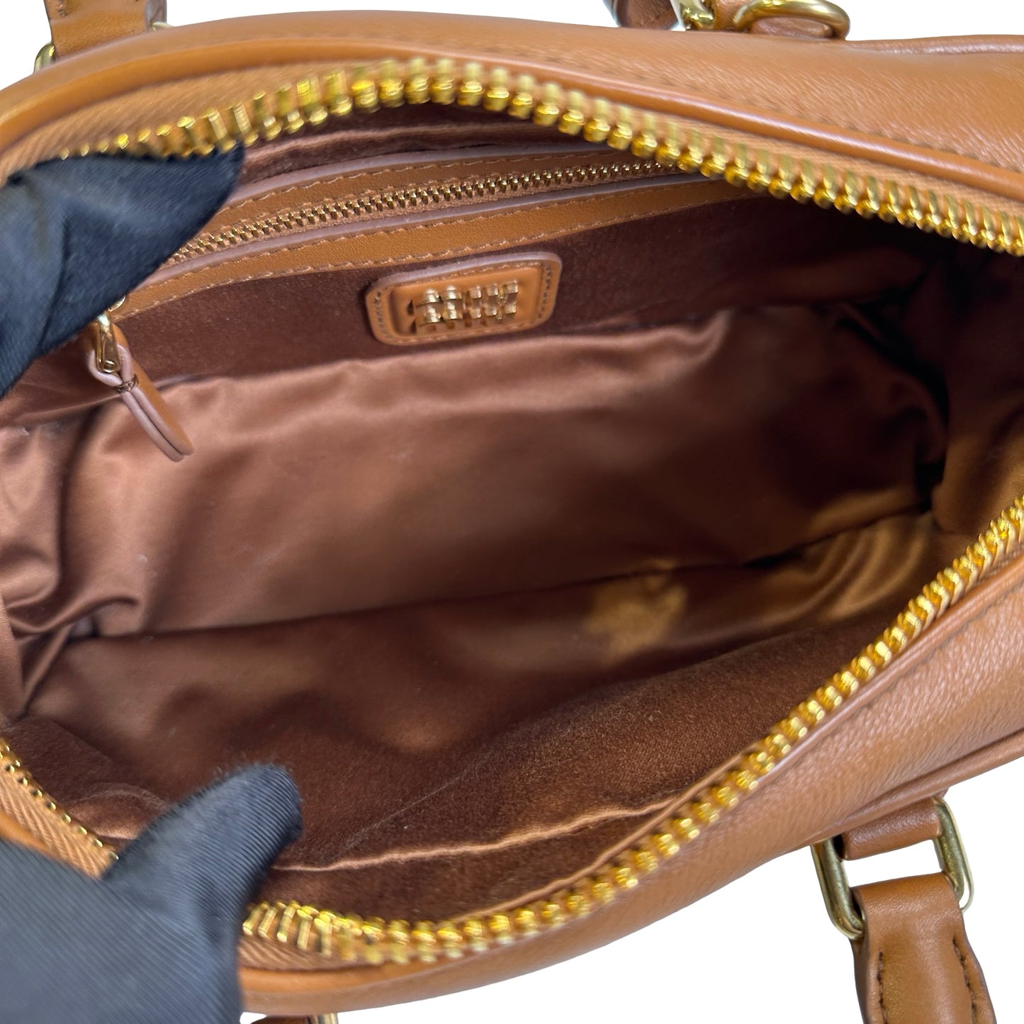 Used MIU MIU Leather Bowling Handbag Brown