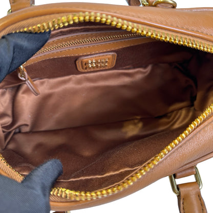 Used MIU MIU Leather Bowling Handbag Brown