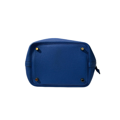 Used HERMÈS Clemence leather Picotin 18 Handbag bleu electrique PHW