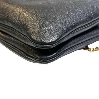 Used LOUIS VUITTON Monogram Eclipse coated canvas Double Zip Pochette Shoulder Bag Black GHW