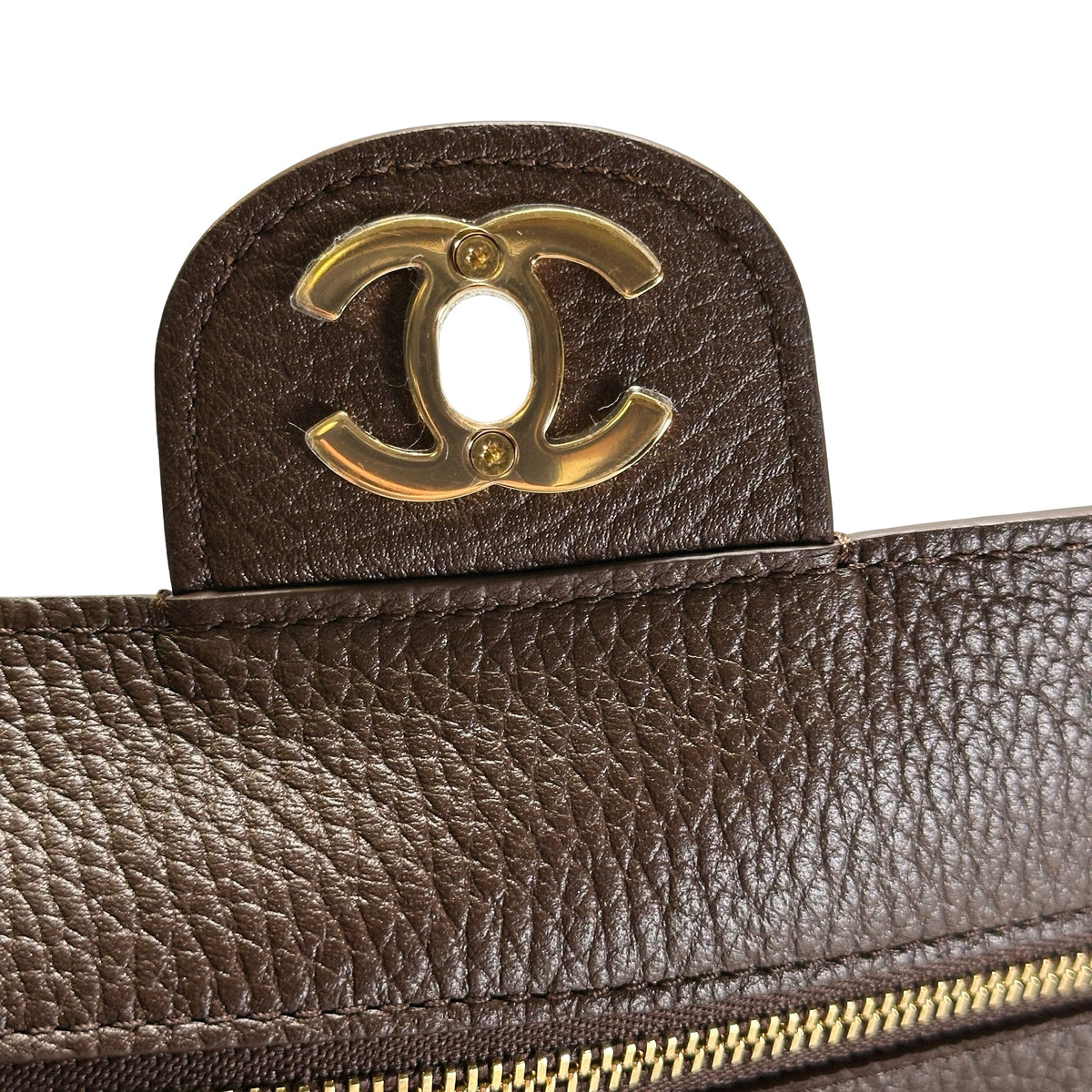 Brand New CHANEL Caviar Leather Mini Flap Bag Shoulder Bag Brown Gold Hardware
