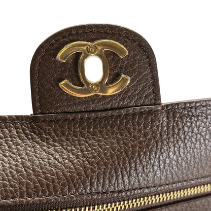 Brand New CHANEL Caviar Leather Mini Flap Bag Shoulder Bag Brown Gold Hardware