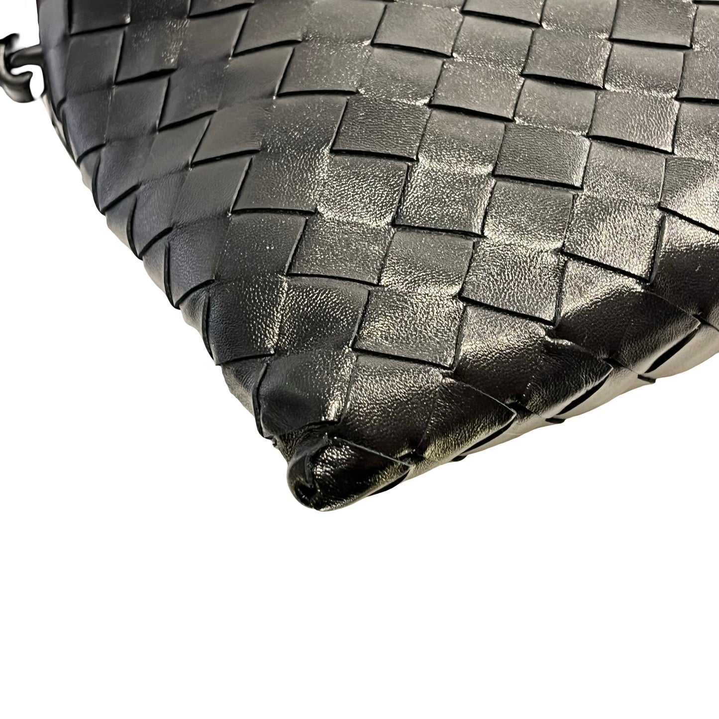 Used BOTTEGA VENETA Intrecciato Mini Wallace Shoulder Bag Black