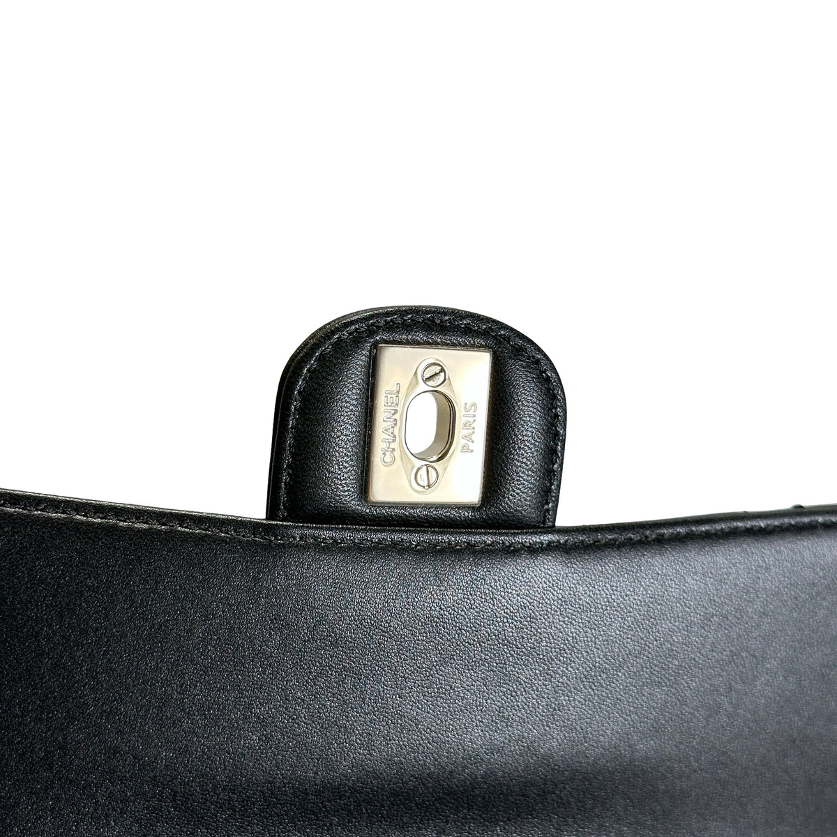 Used CHANEL Quilted Leather Mini Flap Bag with Top Handle Handbag Black
