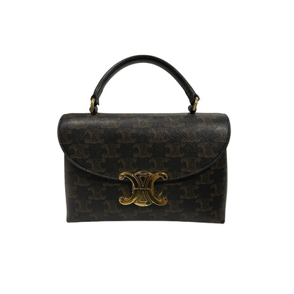 Used Céline TRIOMPHE Canvas Teen Nino Shoulder Bag GHW Brown