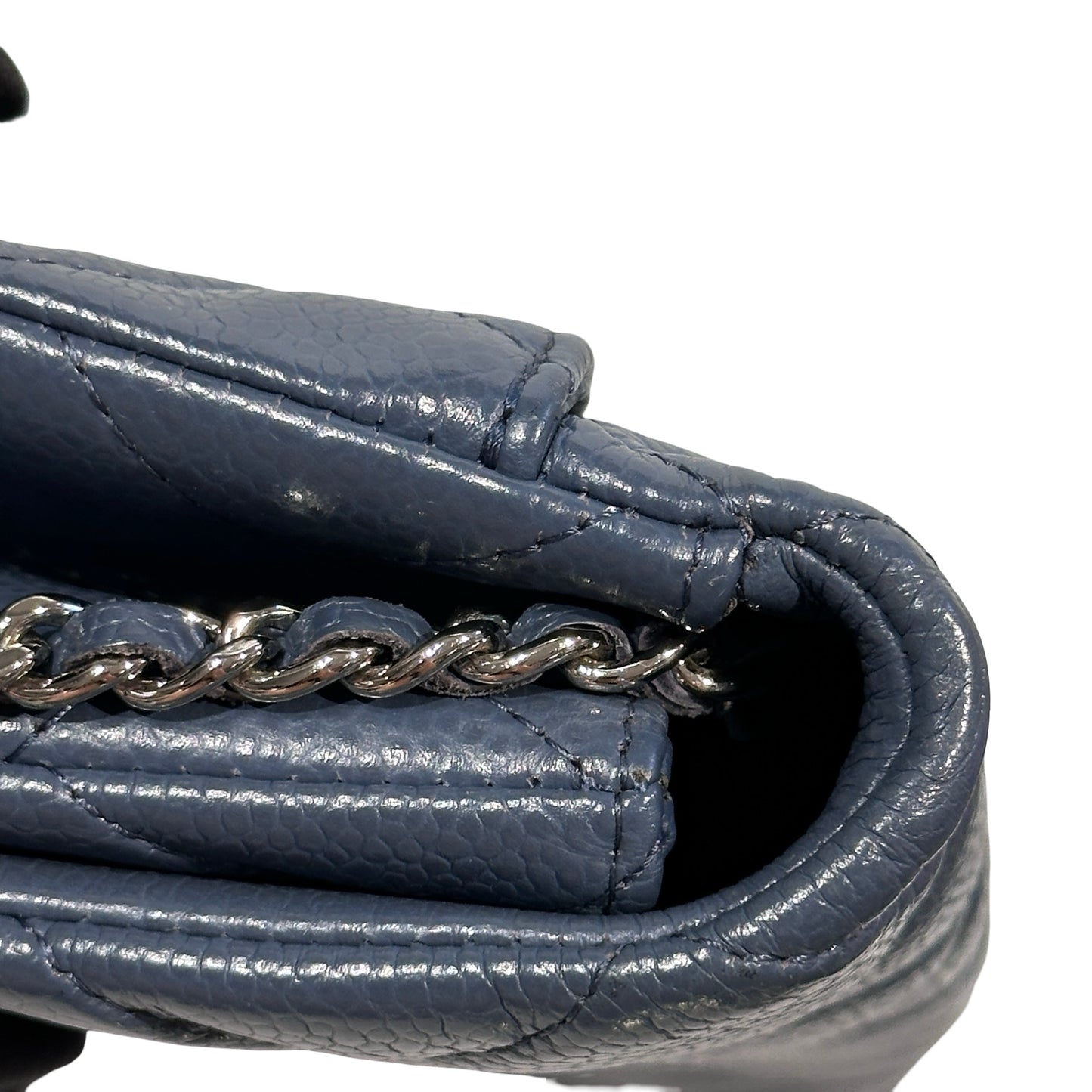 Chanel Caviar Leather FLAP Shoulder Bag Blue PHW