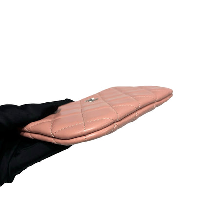 Unused CHANEL Lambskin Leather Pouch Pink PHW