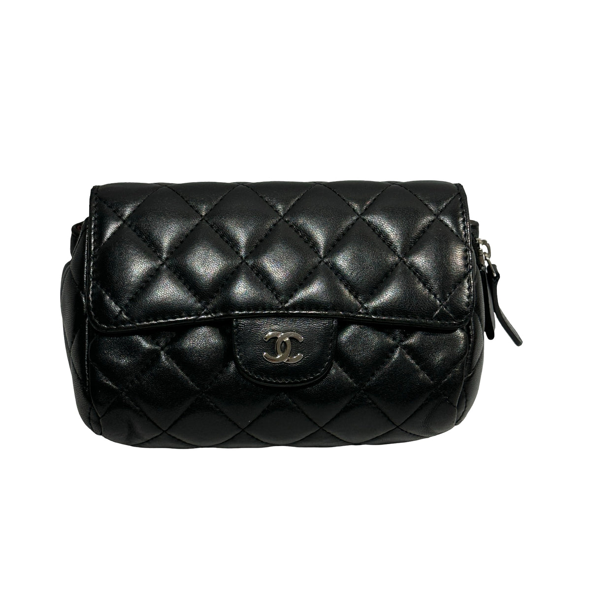 Used CHANEL Matelasse Lambskin Matelasse Pouch Black Burgundy