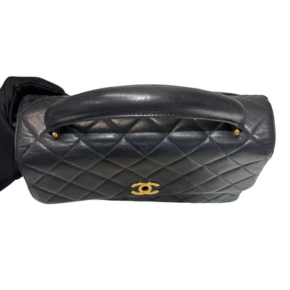 Used CHANEL Lambskin Leather Used CHANEL Lambskin Leather Vintage Flap with Top Handle Handbag Pink