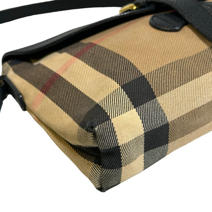 Used BURBERRY Haymarket Check Leather Haymarket Check Crossbody Crossbody Bag Beige Black Red Gold