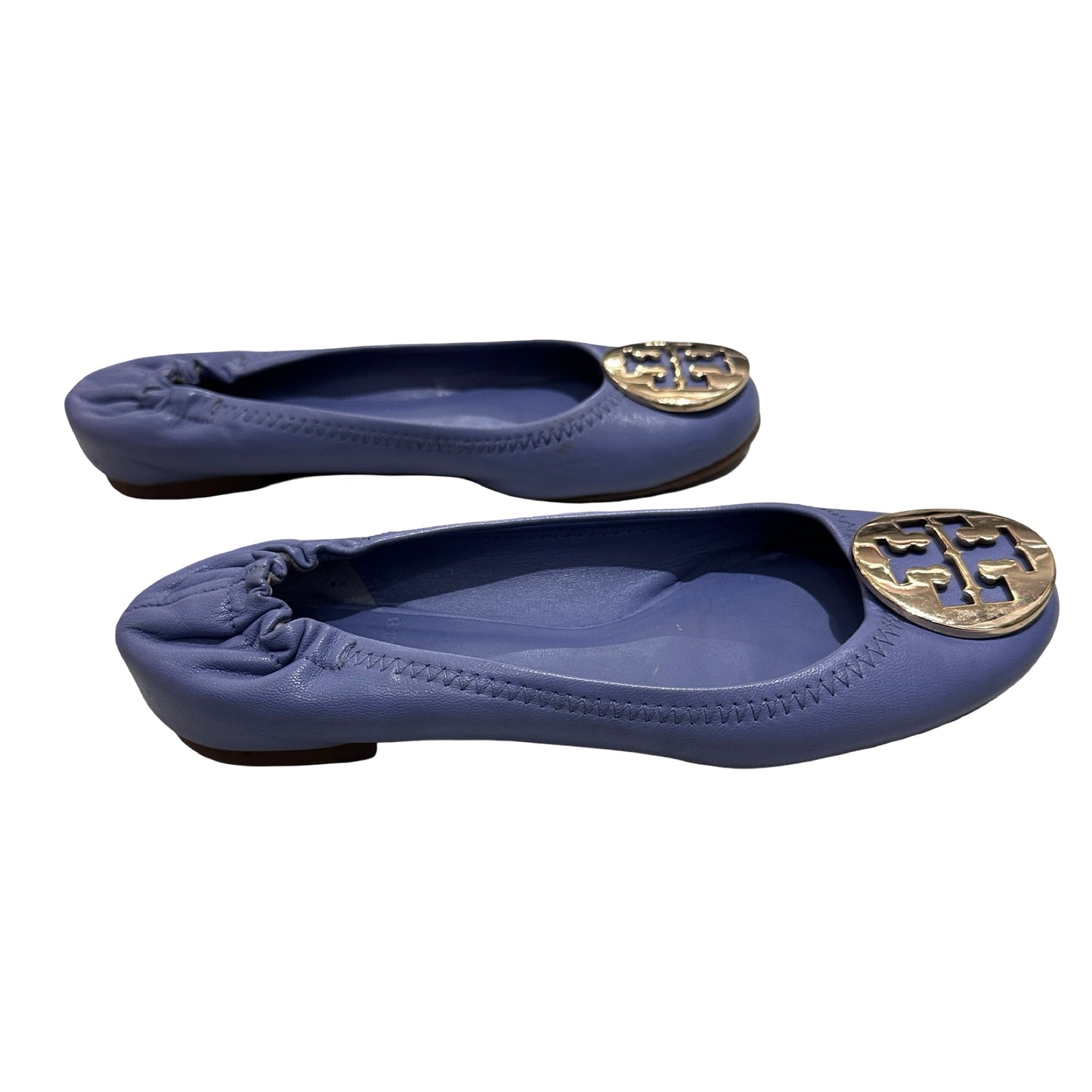 Used TORY BURCH Flats Shoes Navy Blue GHW