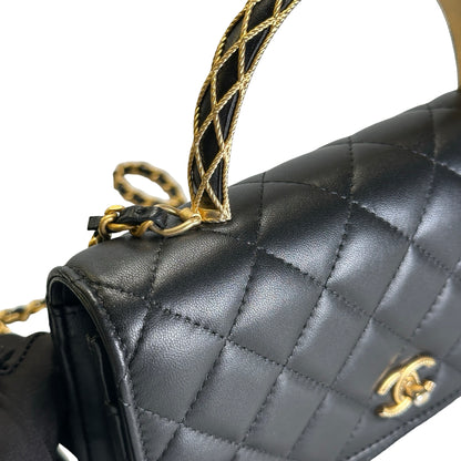 Used CHANEL Quilted Leather Wallet on Chain Wallet on chain Black Gold