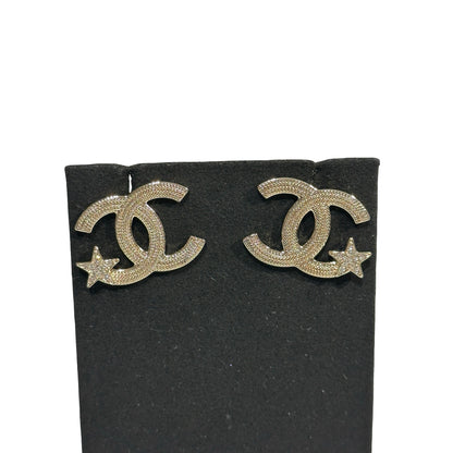 Used Chanel CC Logo Star Earrings Accessories GHW