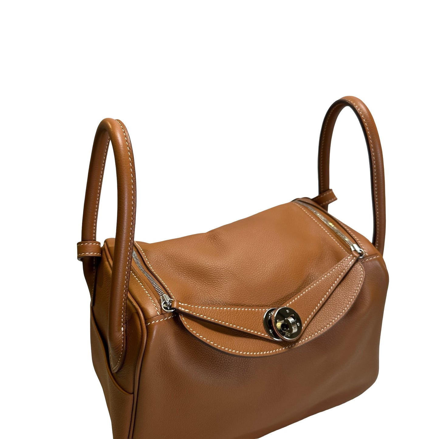 Used HERMES Leather Solid color Lindy 26 Handbag Gold PHW