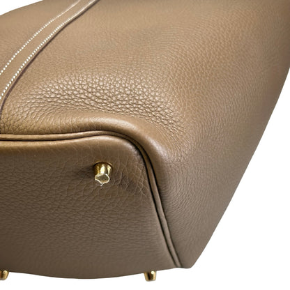 Used HERMES Leather TC Picotin 22 Handbag Etoupe GHW