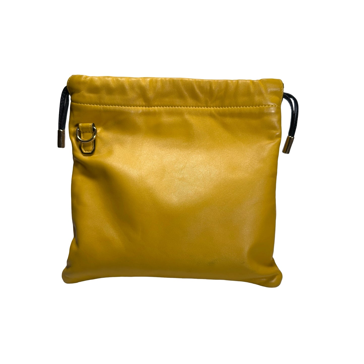 Used FENDI Lambskin Leather Tote Bag Yellow Black GHW