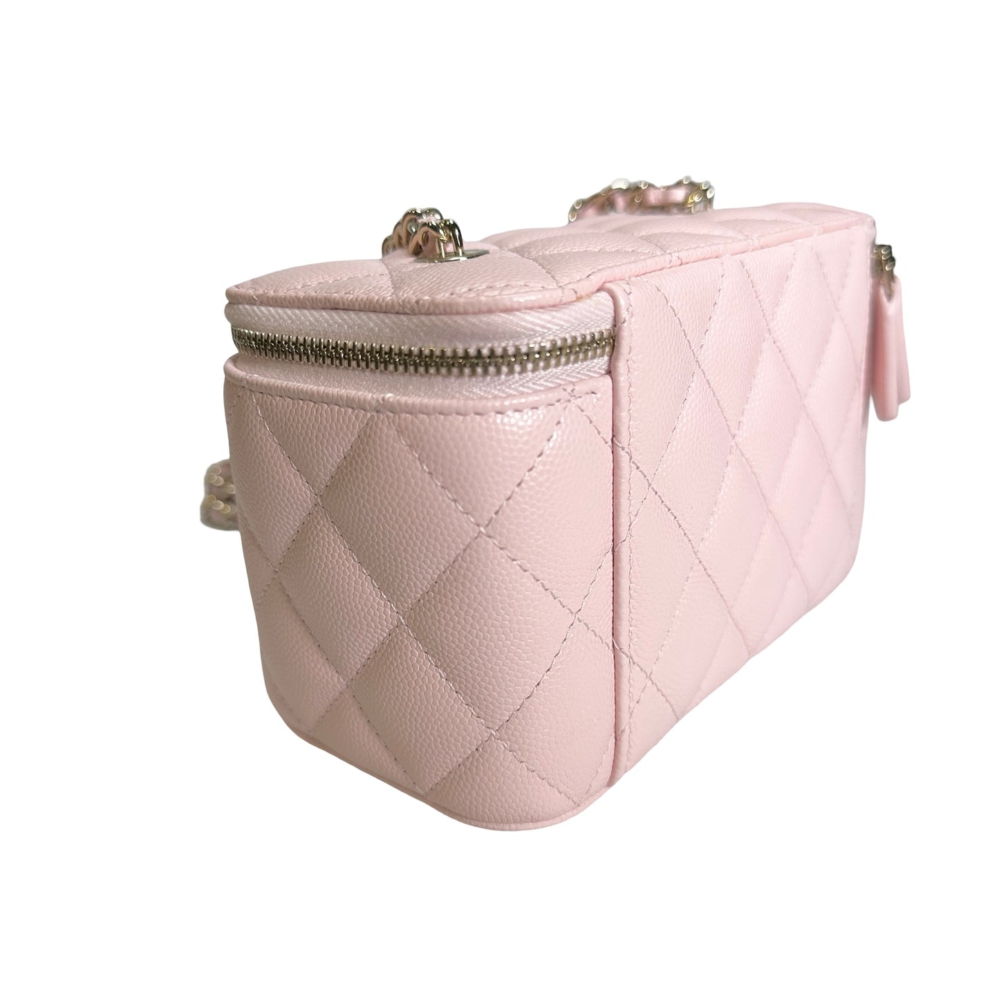 Used CHANEL Quilted Caviar Long Vanity Case Vanity case Pink