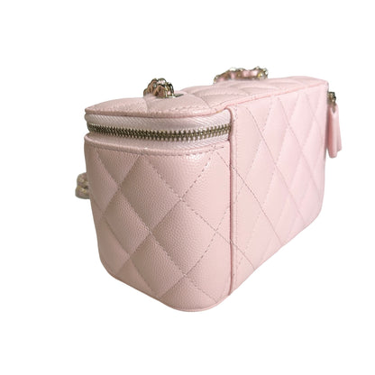 Used CHANEL Quilted Caviar Long Vanity Case Vanity case Pink
