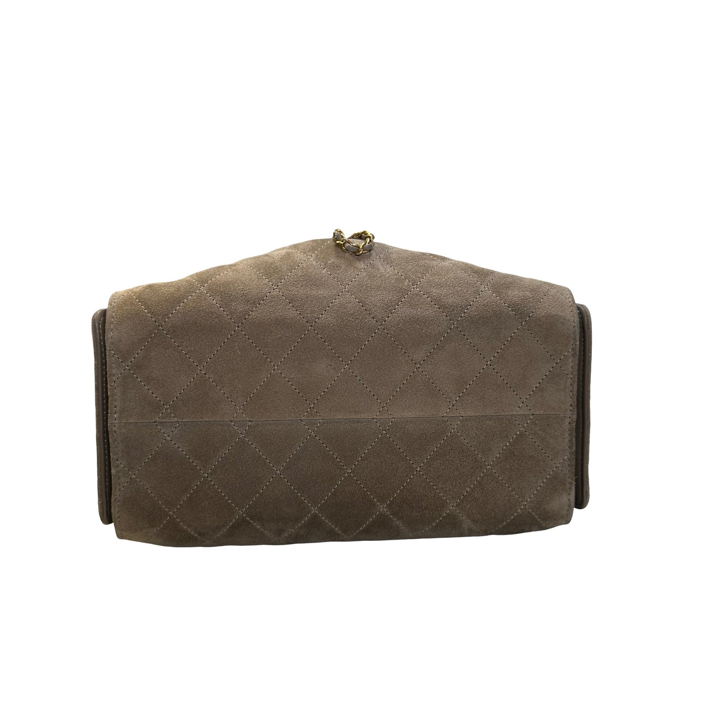 Used CHANEL Suede Quilted Suede Quilted Handbag Handbag Khaki Gold