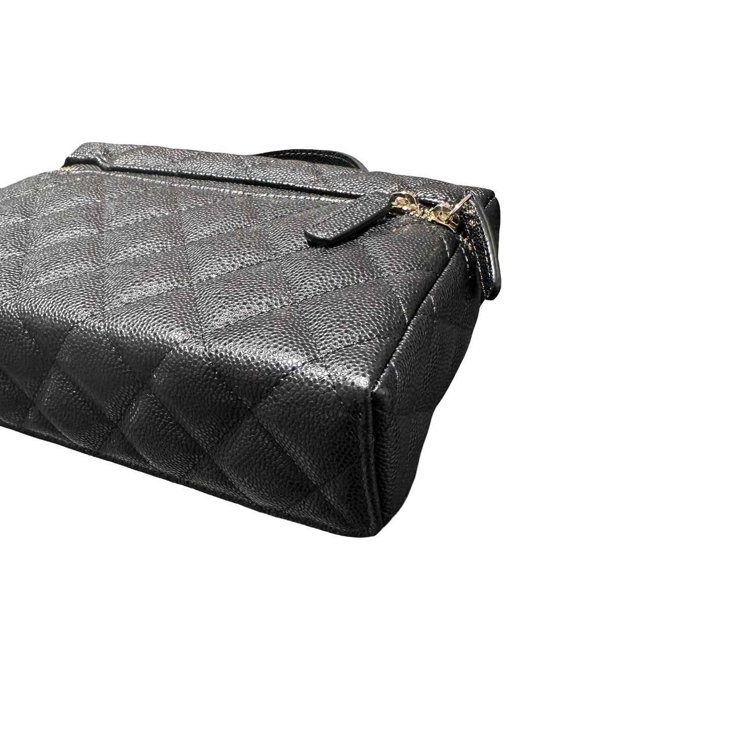 Used CHANEL Caviar Leather LP Vanity Case Cross Body Bag Black GHW