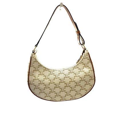 Used CÉLINE Ava Medium Shoulder Bag Brown White GHW