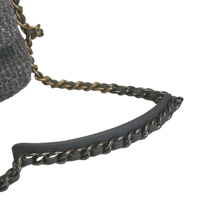 Used CHANEL Tweed Chanel 19 Chain Shoulder Bag Grey，GHW