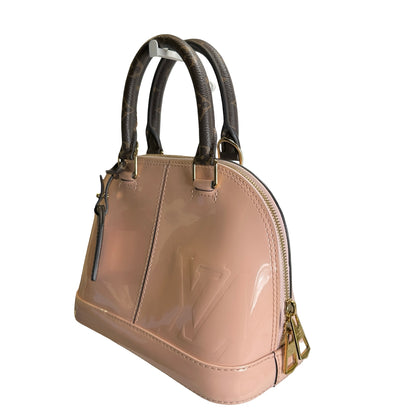 Used LOUIS VUITTON Monogram Vernis Alma Handbag Rose Velours Brown